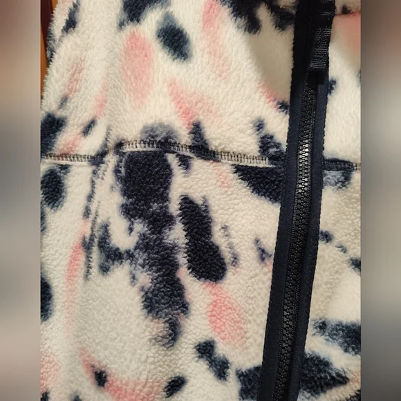Gap Women's M Pink/Navy Tie-dye Zip-Up Sherpa Fleece Jacket - Picture 2 of 8